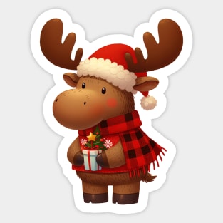 Cute Christmas Moose Sticker